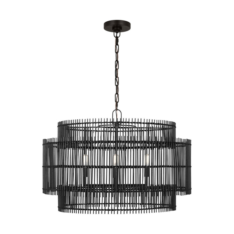 Visual Comfort Studio EP1404AI Four Light Pendant, Aged Iron