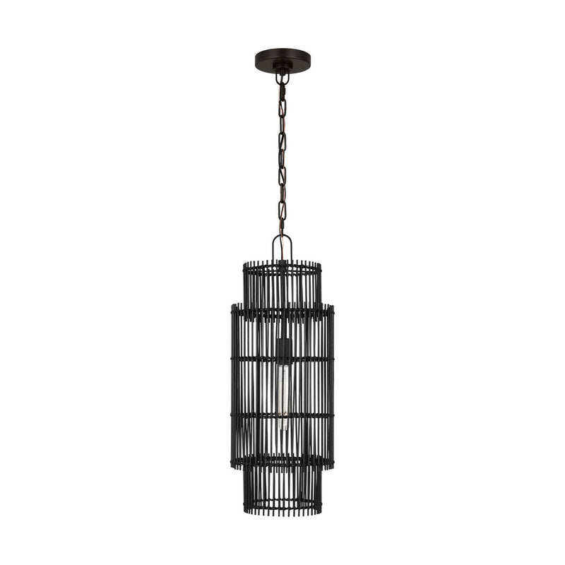 Visual Comfort Studio EP1411AI One Light Pendant, Aged Iron