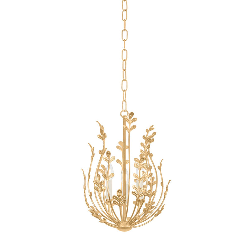 Troy Lighting F4615-VGL Three Light Chandelier, Vintage Gold Leaf