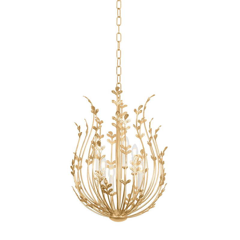 Troy Lighting F4620-VGL Six Light Chandelier, Vintage Gold Leaf