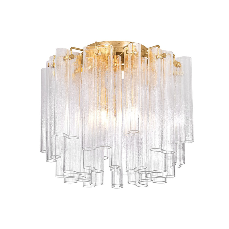 Corbett Lighting 502-20-VGL Three Light Semi Flush Mount, Vintage Gold Leaf