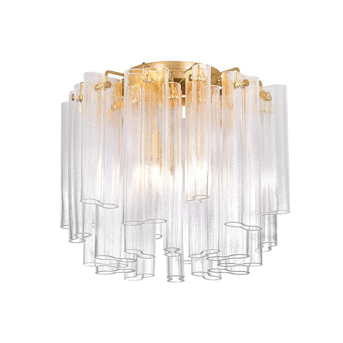Corbett Lighting 502-20-VGL Three Light Semi Flush Mount, Vintage Gold Leaf