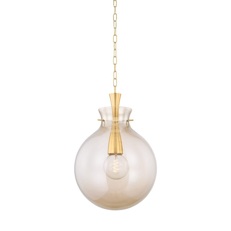 Mitzi H1052701L-AGB One Light Pendant, Aged Brass