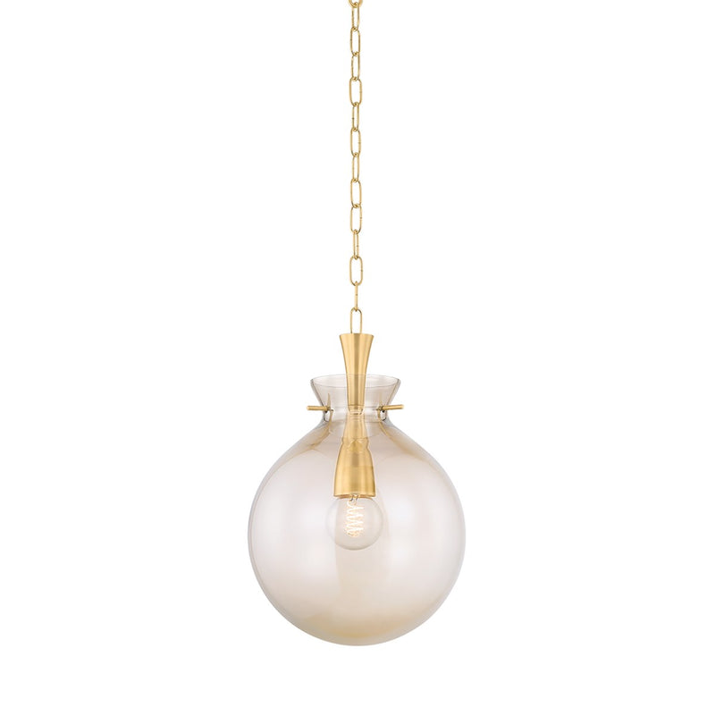 Mitzi H1052701S-AGB One Light Pendant, Aged Brass