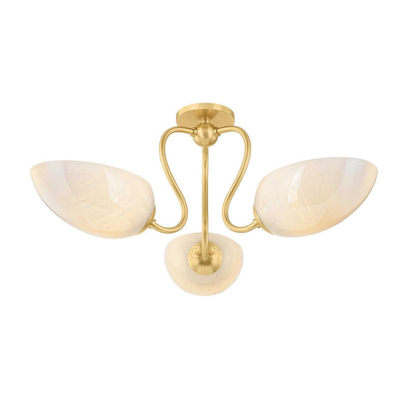 Mitzi H1064603-AGB Three Light Semi Flush Mount, Aged Brass