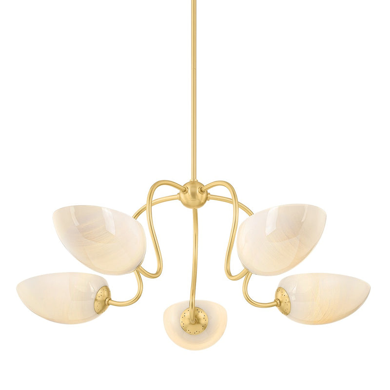 Mitzi H1064805-AGB Five Light Chandelier, Aged Brass