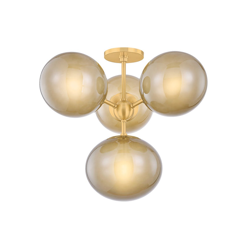 Mitzi H1073604-AGB Four Light Semi Flush Mount, Aged Brass
