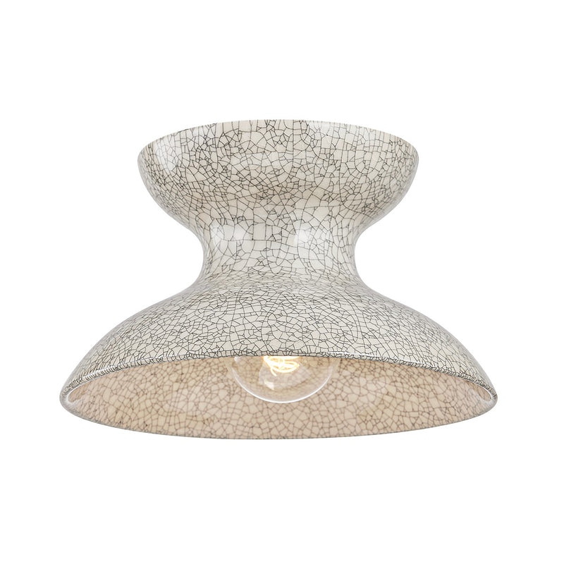 Mitzi H1074501-AGB/CBC One Light Flush Mount, Aged Brass/Ceramic Belgian Crackle
