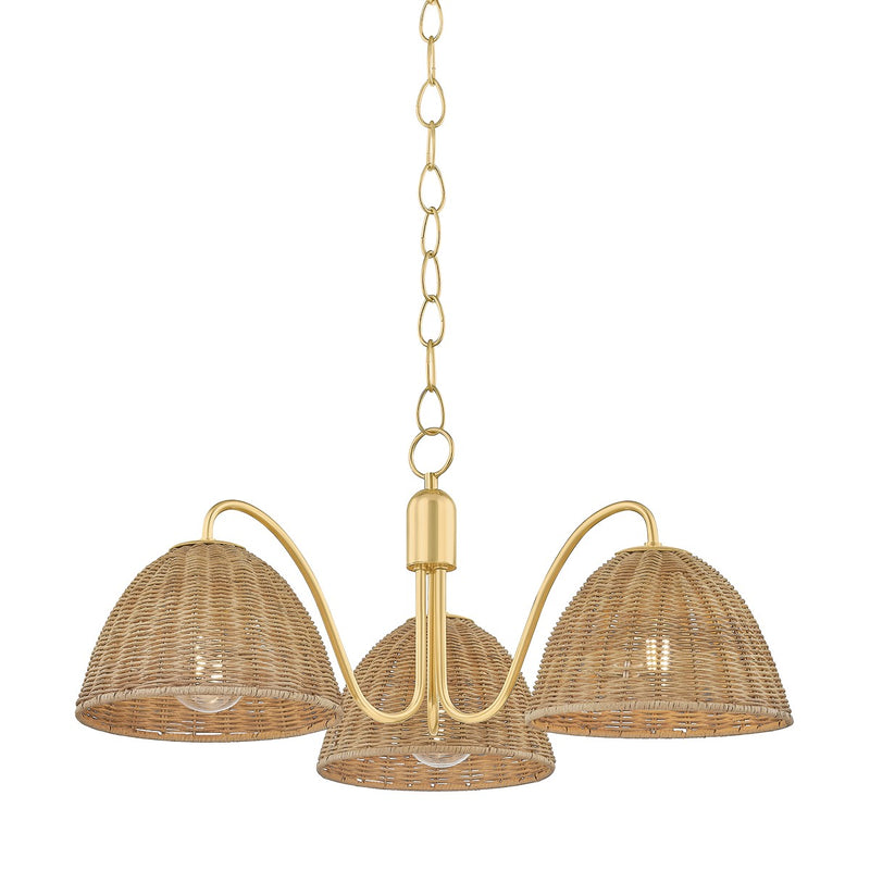 Mitzi H1081803-AGB Three Light Chandelier, Aged Brass
