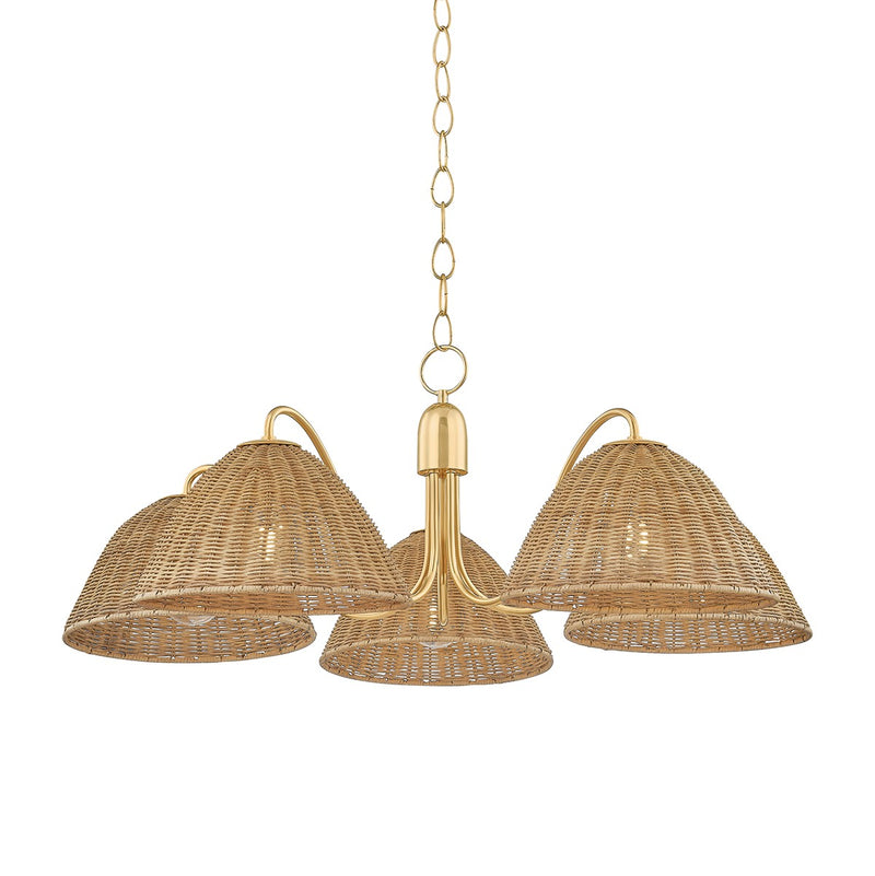 Mitzi H1081805-AGB Five Light Chandelier, Aged Brass