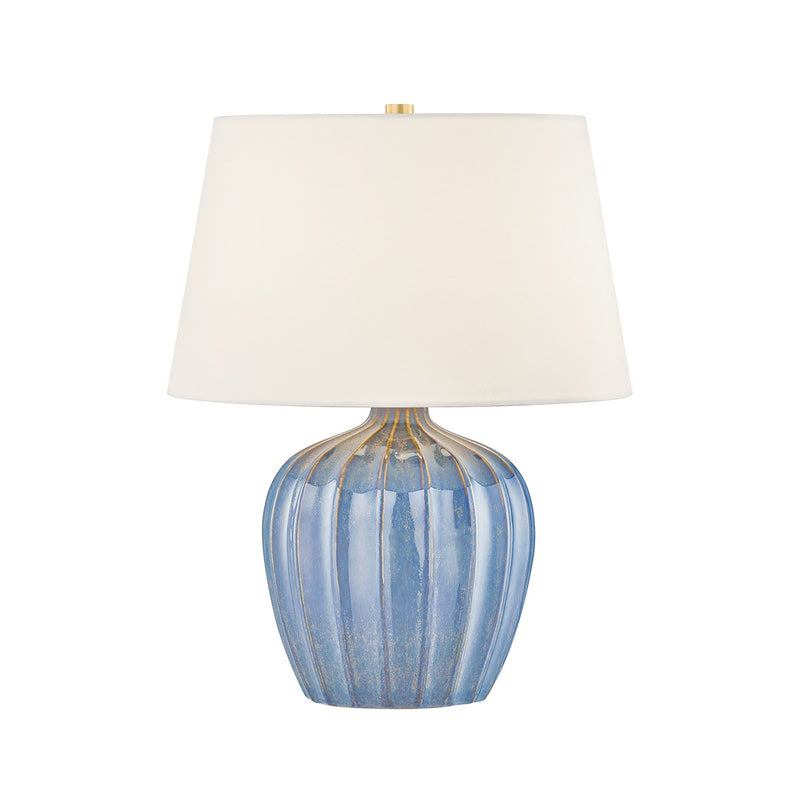 Mitzi HL1029201-AGB/CSL One Light Table Lamp, Aged Brass/Ceramic Spring Lake