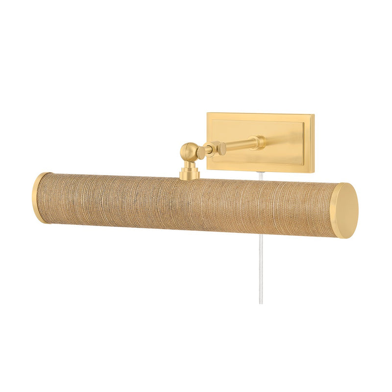 Mitzi HL263202-AGB/GC Two Light Picture Light, Aged Brass/Grasscloth