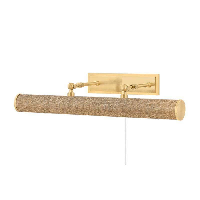Mitzi HL263203-AGB/GC Three Light Picture Light, Aged Brass/Grasscloth