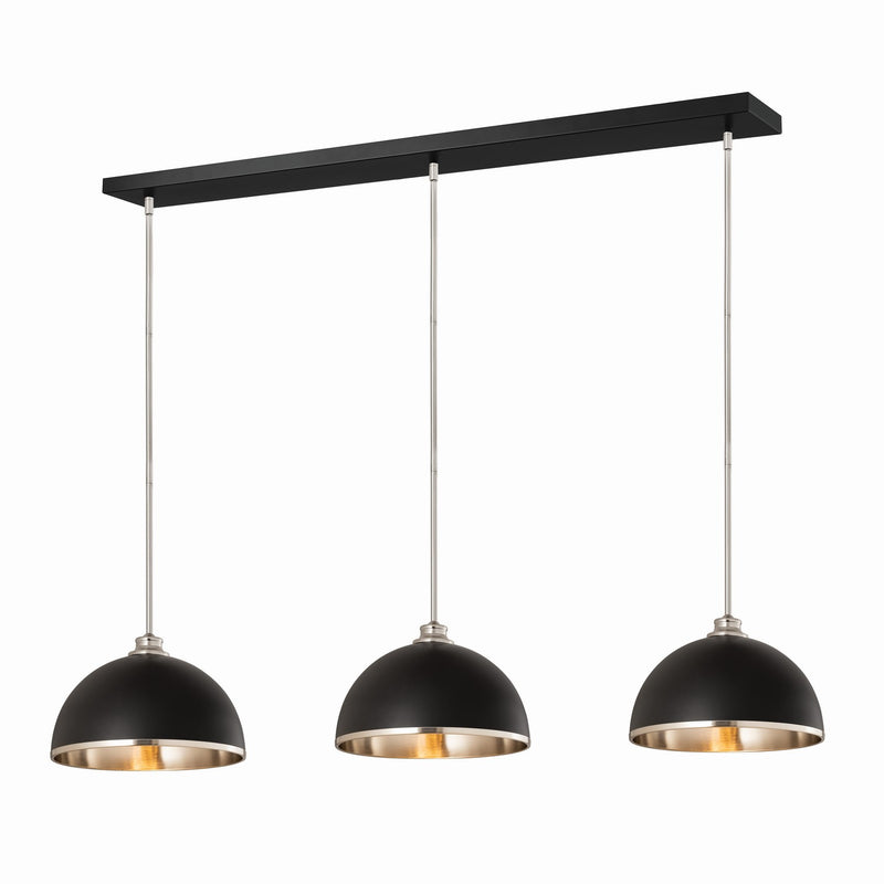 Z-Lite 1004P14-3L-MB-BN Three Light Pendant, Matte Black + Brushed Nickel