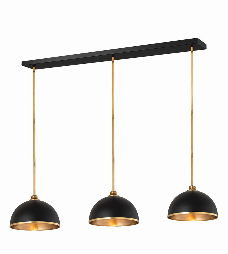 Z-Lite 1004P14-3L-MB-RB Three Light Pendant, Matte Black + Rubbed Brass