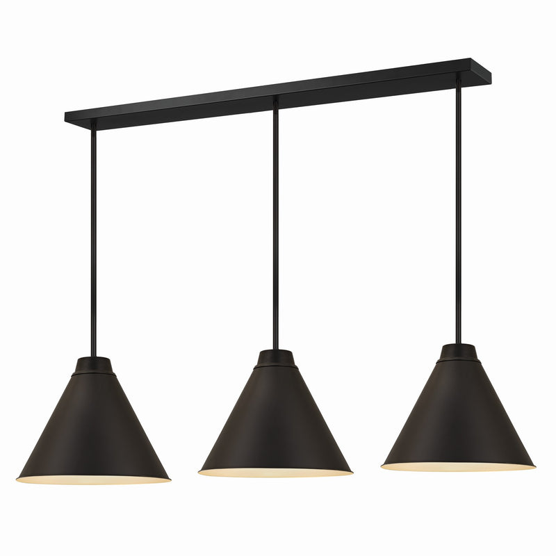 Z-Lite 6011P18-3L-MB Three Light Pendant, Matte Black