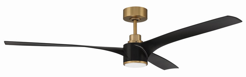 Craftmade PHB60FBSB3-NWF 60" Ceiling Fan, Flat Black/Satin Brass