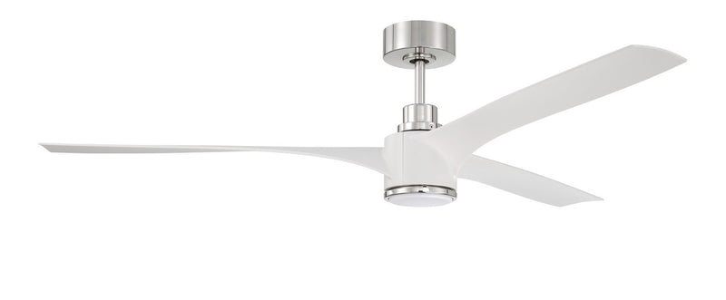 Craftmade PHB60WPLN3-NWF 60" Ceiling Fan, White/Polished Nickel