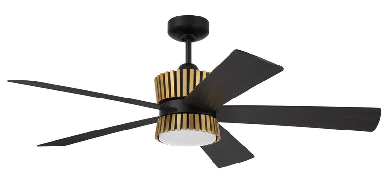 Craftmade TRY52FBSB5-NWF 52" Ceiling Fan, Flat Black/Satin Brass