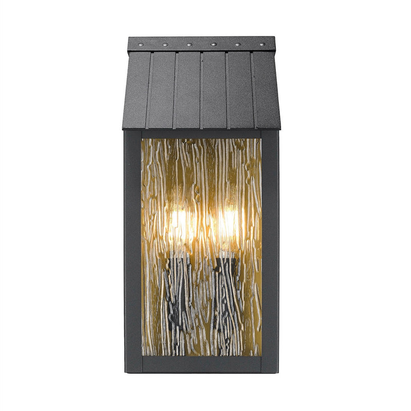 Artcraft AC8057BK Three Light Outdoor Wall Sconce, Black, Brass