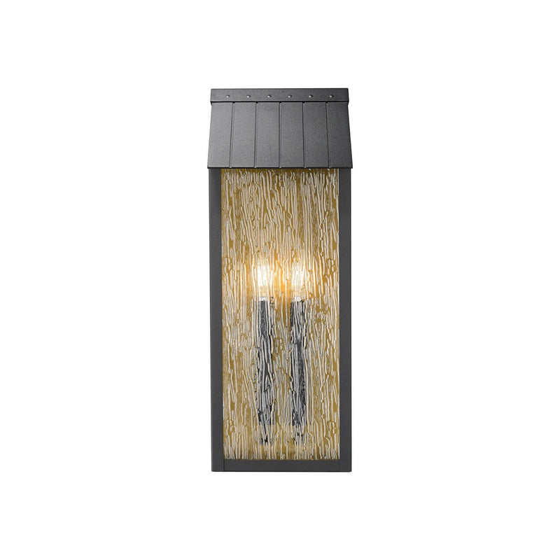 Artcraft AC8058BK Two Light Outdoor Wall Sconce, Black, Brass