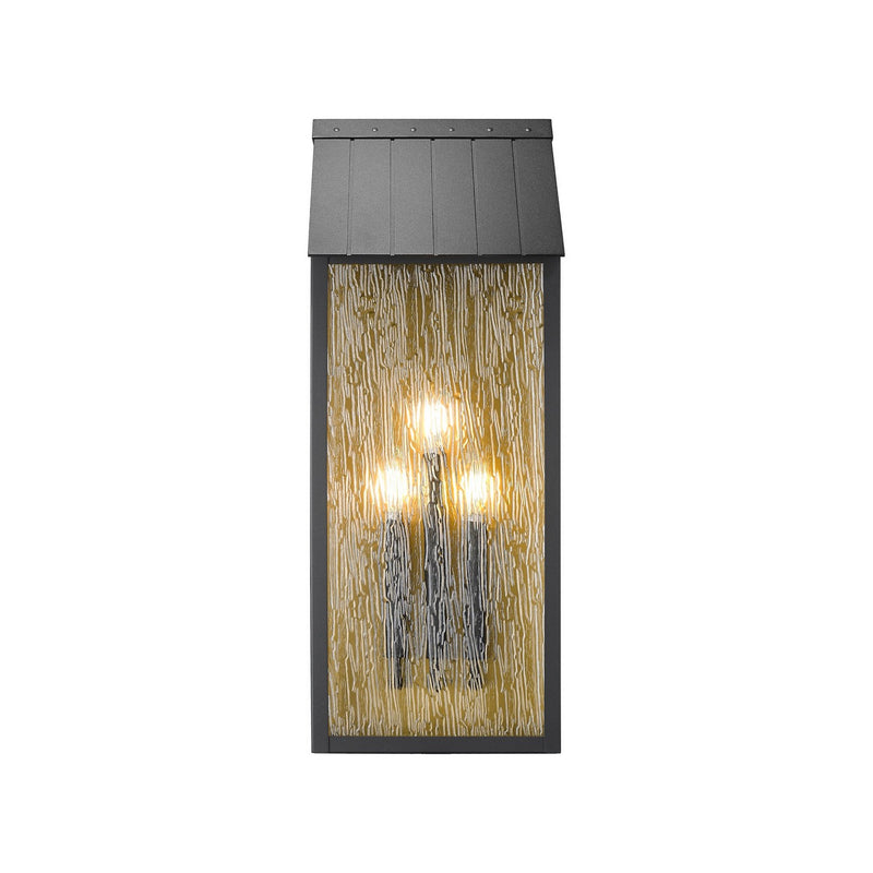 Artcraft AC8059BK Two Light Outdoor Wall Sconce, Black, Brass