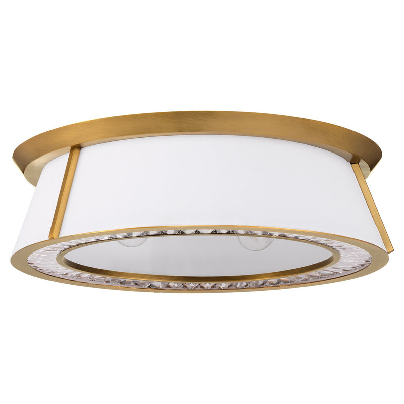 Quorum 3382-4-47 Four Light Flush Mount, Brushed Brass|Clear|White