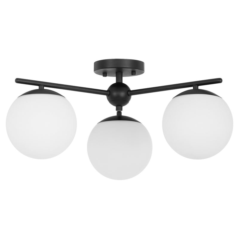 Quorum 339-3-59 Three Light Semi-Flush Mount, Matte Black