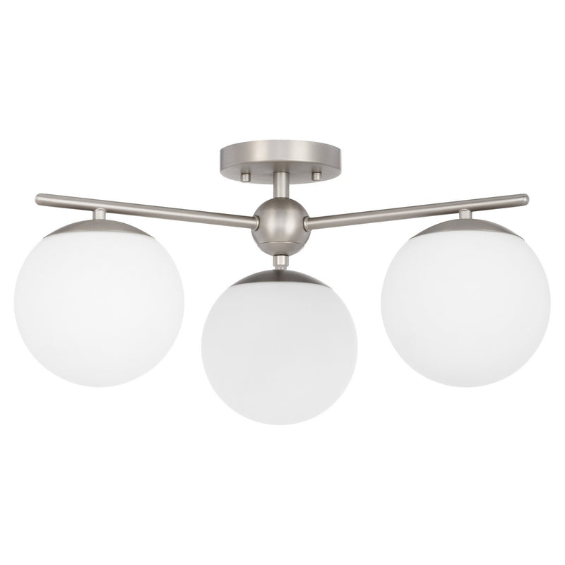 Quorum 339-3-65 Three Light Semi-Flush Mount, Satin Nickel
