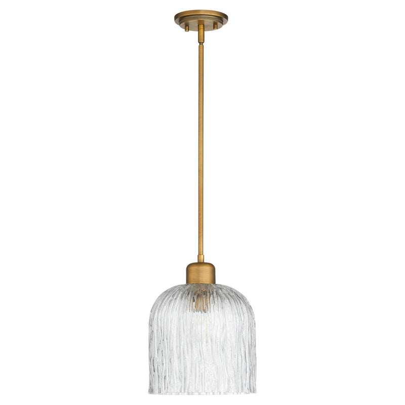 Quorum 393-47 One Light Pendant, Brushed Brass