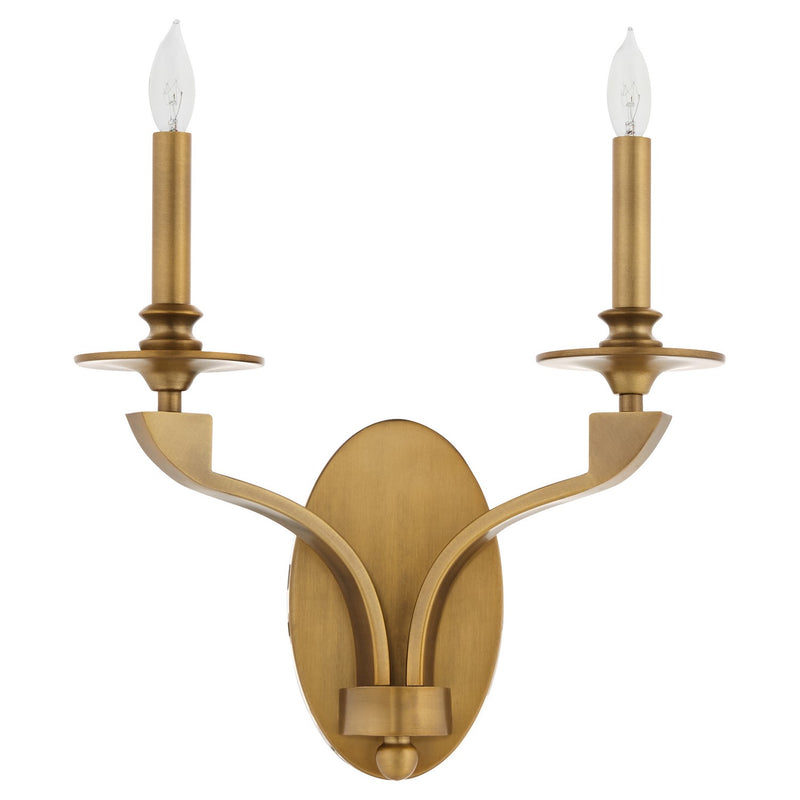 Quorum 5240-2-47 Two Light Wall Mount, Brushed Brass