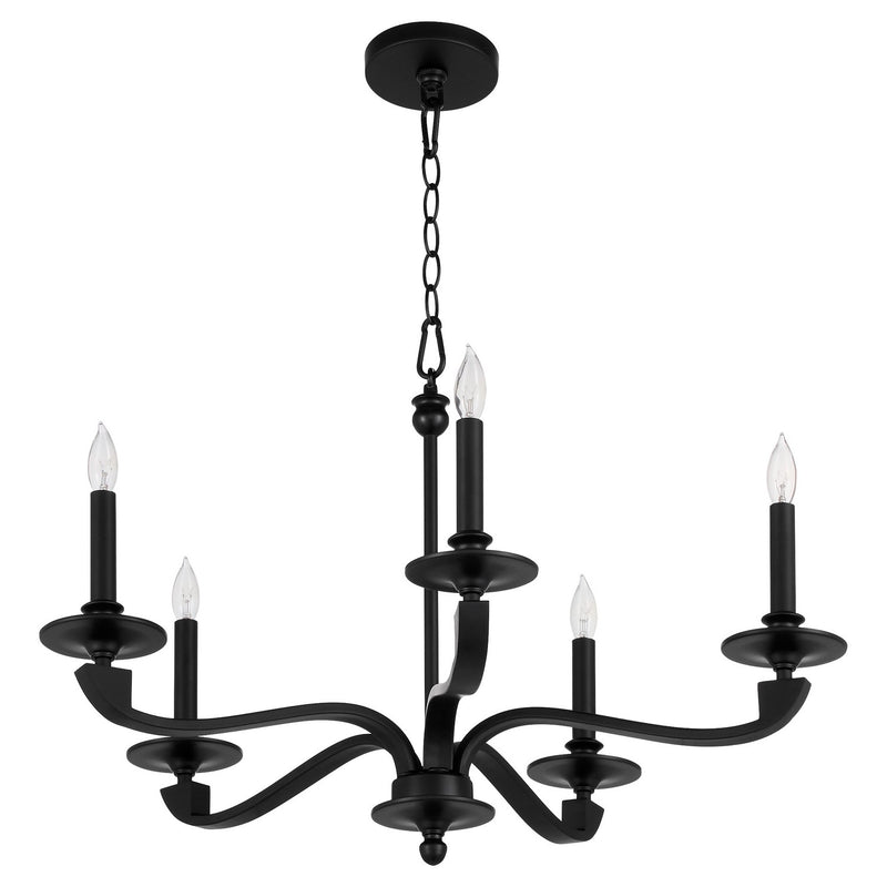 Quorum 6240-5-59 Five Light Chandelier, Matte Black