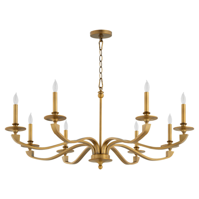 Quorum 6240-8-47 Eight Light Chandelier, Brushed Brass