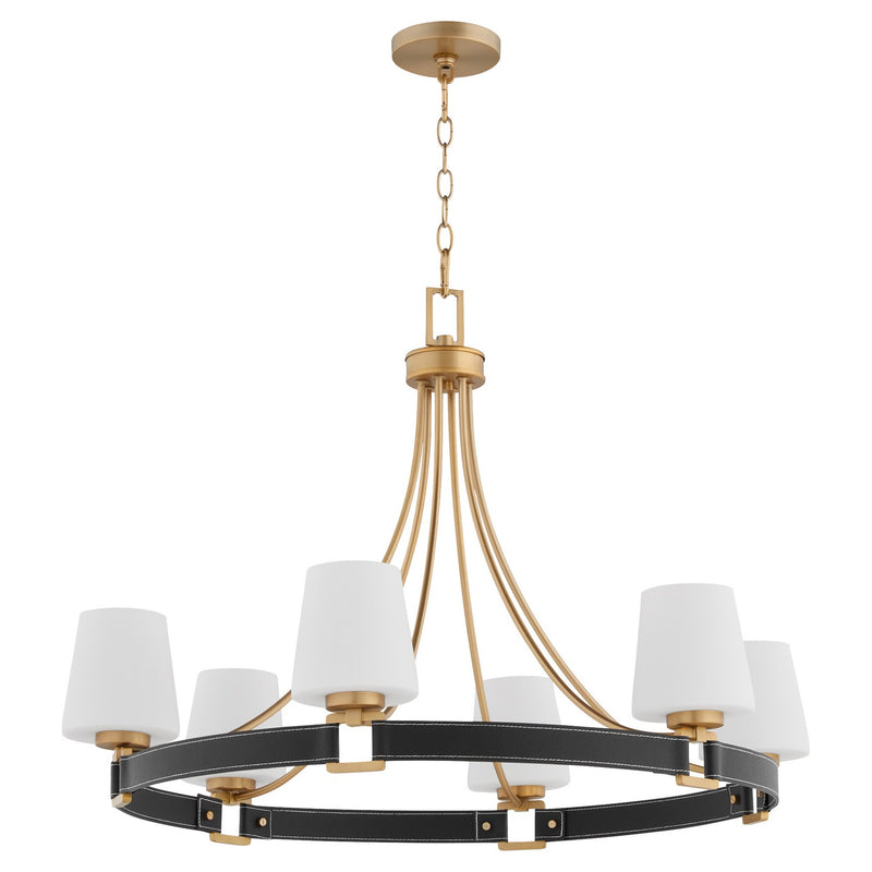 Quorum 635-6-80 Six Light Chandelier, Aged Brass
