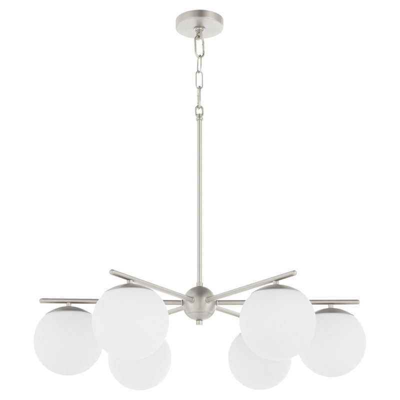 Quorum 639-6-65 Six Light Chandelier, Satin Nickel