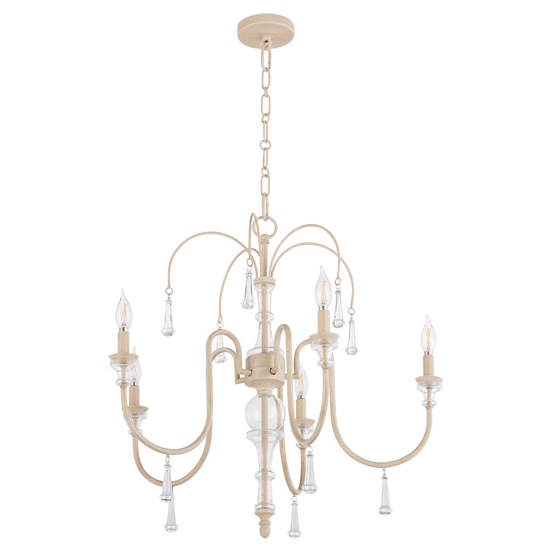 Quorum 685-5-52 Five Light Chandelier, Washed Oak