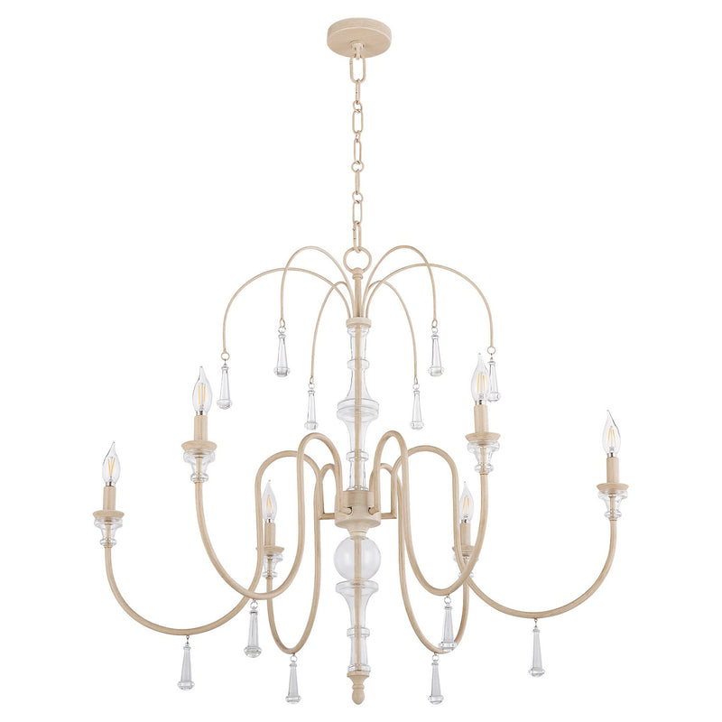 Quorum 685-6-52 Six Light Chandelier, Washed Oak