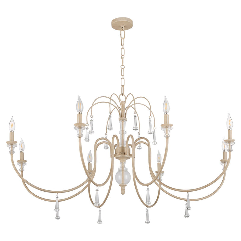 Quorum 686-8-52 Eight Light Chandelier, Washed Oak