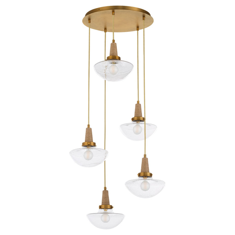 Quorum 692-5-47 Five Light Pendant, Brushed Brass