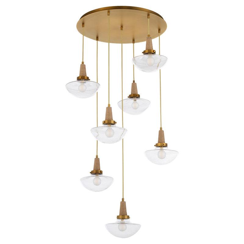 Quorum 692-7-47 Seven Light Pendant, Brushed Brass