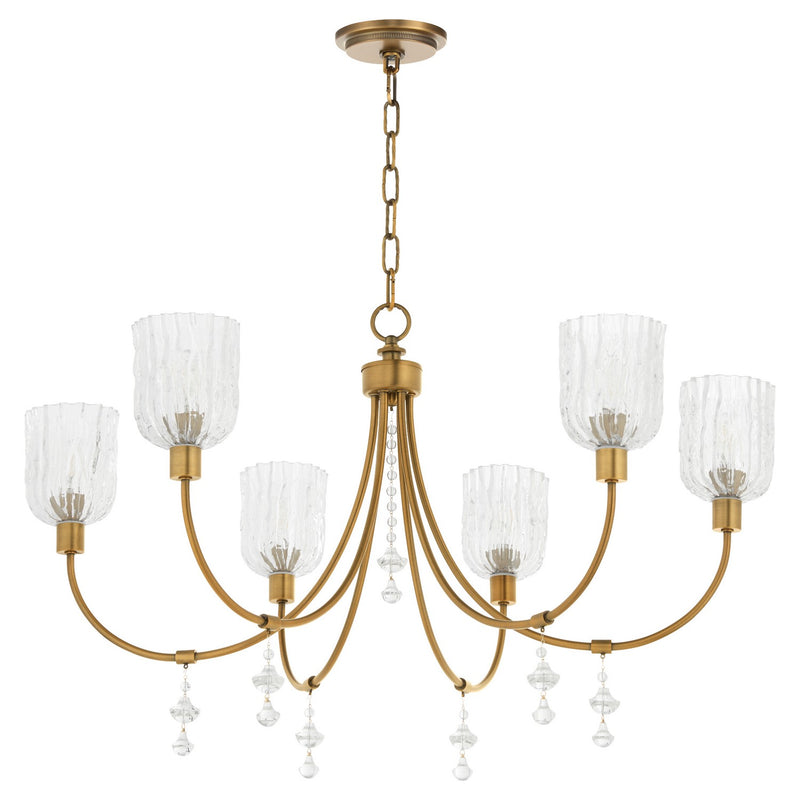 Quorum 693-6-47 Six Light Chandelier, Brushed Brass