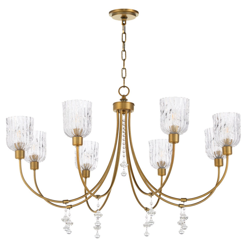 Quorum 693-8-47 Eight Light Chandelier, Brushed Brass