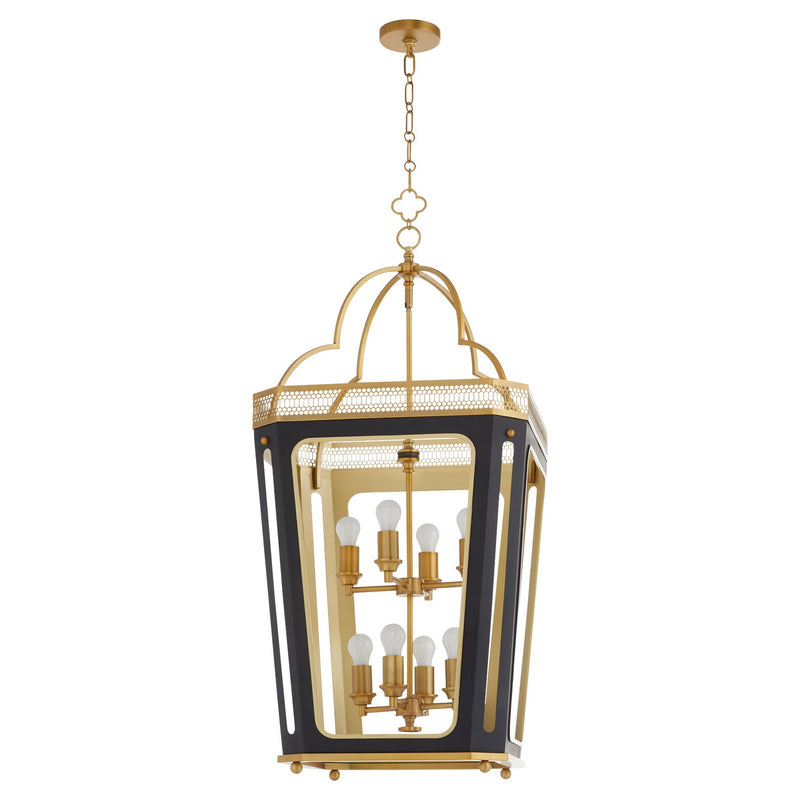 Quorum 840-8-5947 Eight Light Pendant, Matte Black|Brushed Brass