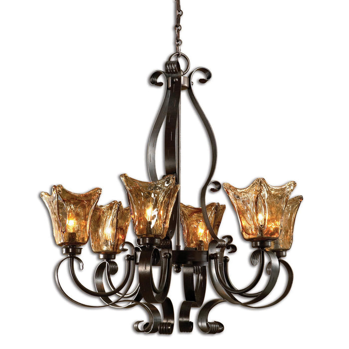 Uttermost 21006 Six Light Chandelier, Oil Rubbed Bronze
