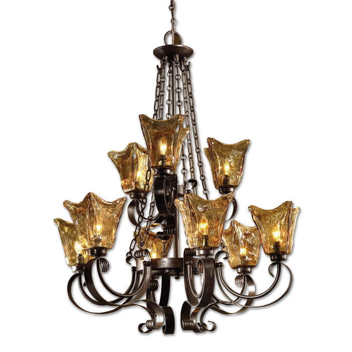 Uttermost 21005 Nine Light Chandelier, Oil Rubbed Bronze