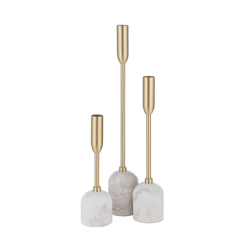 Renwil CAN183 Set Of 3 Tapered Candle Holder, Satin Brass