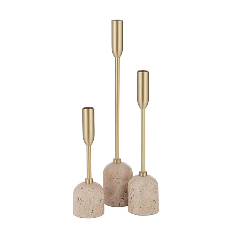 Renwil CAN184 Set Of 3 Tapered Candle Holder, Satin Brass