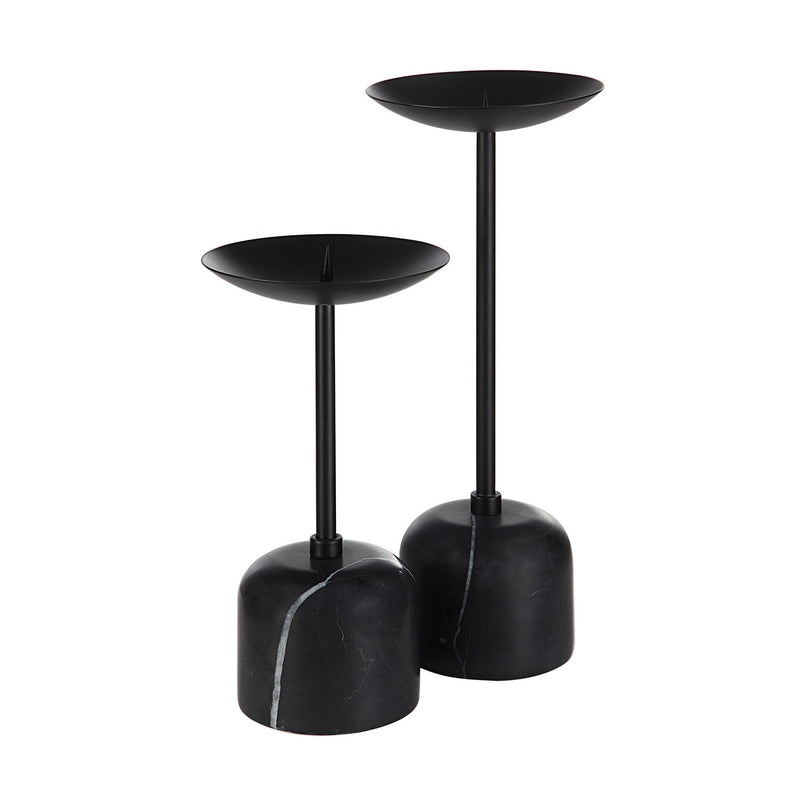 Renwil CAN185 Set Of 2 Pillar Candle Holder, Matte Black