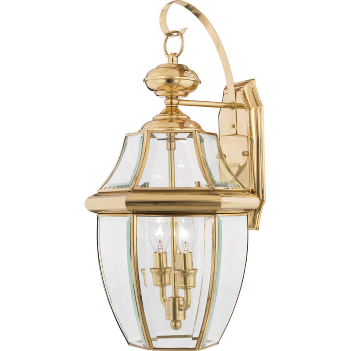 Quoizel NY8317B Two Light Outdoor Wall Lantern, Polished Brass