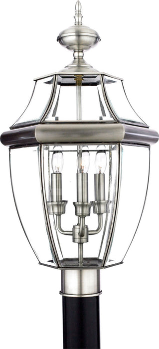 Quoizel NY9043P Three Light Outdoor Post Lantern, Pewter